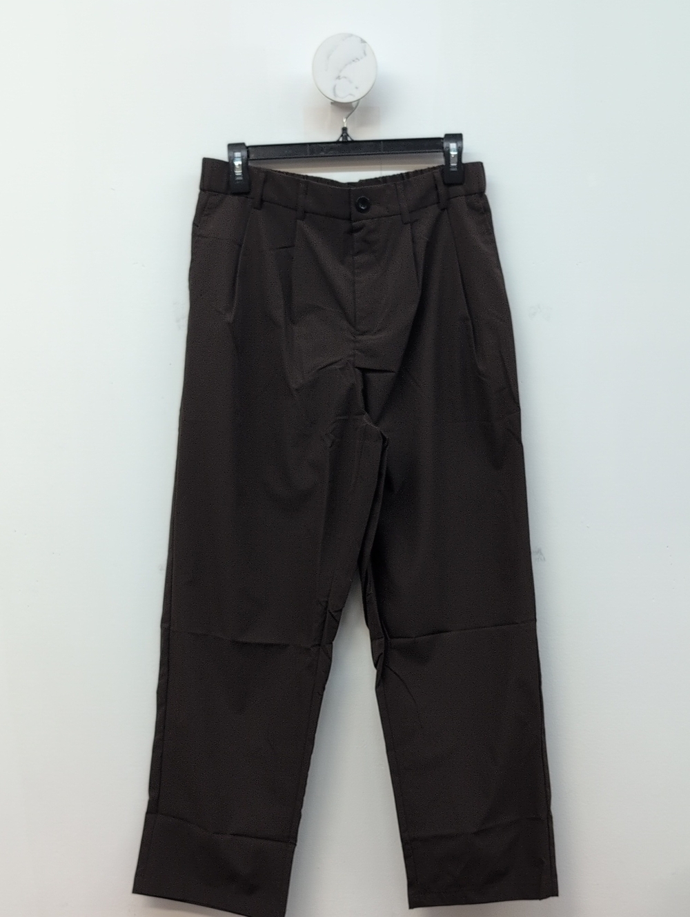 Men's Pleated Wide Leg Dress Pants High Rise Trouser Medium Cofee Brown